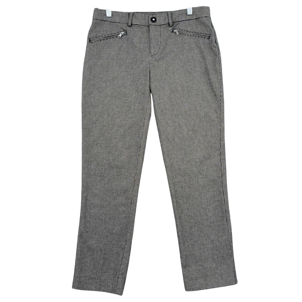 Lauren Ralph‎ Lauren Houndstooth Ankle Pants Women 4 Cotton Blend Brown Black